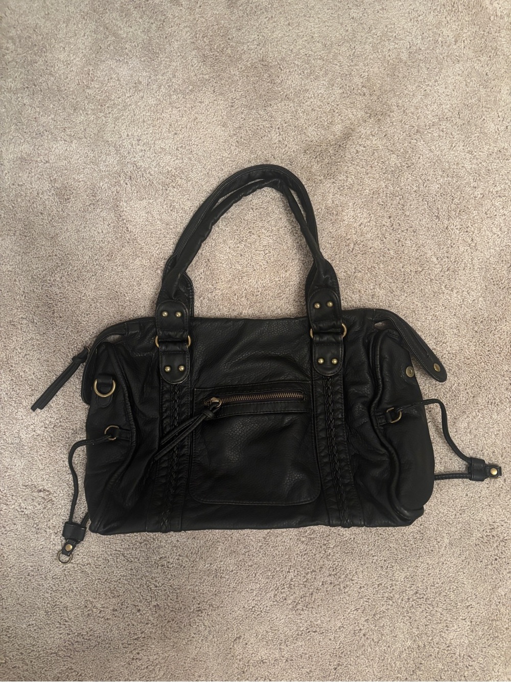 Vintage Black Leather City Bag